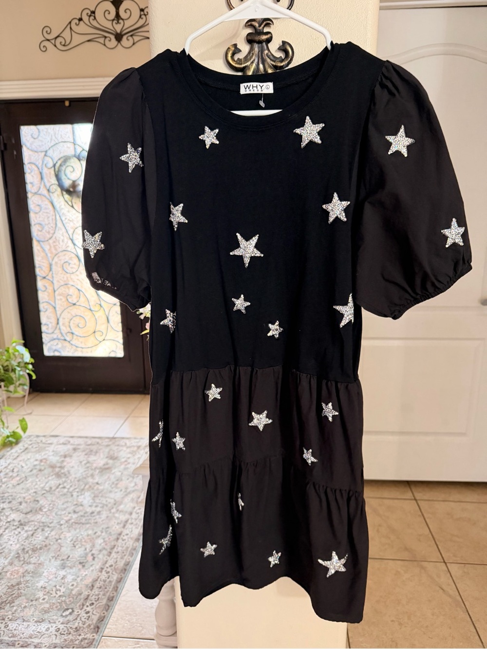 WHY Kids' Black Star-Embellished Casual Dress